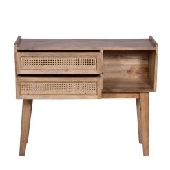 12 in. Natural Brown 30 in. Rectangular Mango Wood Console Table with 2-Drawer and Cane Rattan Panels by The Urban Port -The Urban Port Sales natural brown the urban port console tables upt 272542 1f 1000