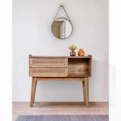 12 in. Natural Brown 30 in. Rectangular Mango Wood Console Table with 2-Drawer and Cane Rattan Panels by The Urban Port -The Urban Port Sales natural brown the urban port console tables upt 272542 77 1000