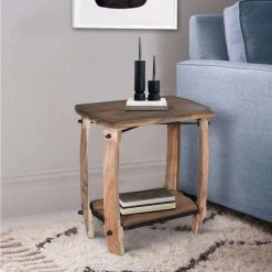 Modern 24 in. W Natural Brown Rectangle Wooden End Side Accent Table with Bottom Shelf by The Urban Port -The Urban Port Sales natural brown the urban port end side tables upt 230853 31 1000