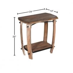 Modern 24 in. W Natural Brown Rectangle Wooden End Side Accent Table with Bottom Shelf by The Urban Port -The Urban Port Sales natural brown the urban port end side tables upt 230853 40 1000