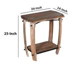 Modern 24 in. W Natural Brown Rectangle Wooden End Side Accent Table with Bottom Shelf by The Urban Port -The Urban Port Sales natural brown the urban port end side tables upt 230853 44 1000