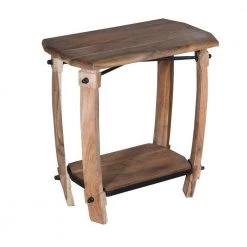 Modern 24 in. W Natural Brown Rectangle Wooden End Side Accent Table with Bottom Shelf by The Urban Port -The Urban Port Sales natural brown the urban port end side tables upt 230853 c3 1000