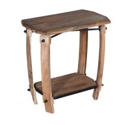 Modern 24 in. W Natural Brown Rectangle Wooden End Side Accent Table with Bottom Shelf by The Urban Port -The Urban Port Sales natural brown the urban port end side tables upt 230853 e1 1000