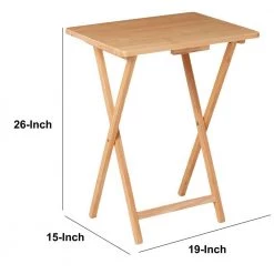 19 in. Natural Brown Rectangular Handcrafted Rubberwood TV Tray End Table with Folding X Shape Frame by The Urban Port -The Urban Port Sales natural brown the urban port end side tables upt 266381 44 1000