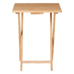 19 in. Natural Brown Rectangular Handcrafted Rubberwood TV Tray End Table with Folding X Shape Frame by The Urban Port -The Urban Port Sales natural brown the urban port end side tables upt 266381 c3 1000