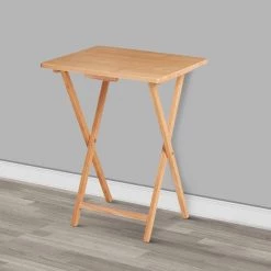 19 in. Natural Brown Rectangular Handcrafted Rubberwood TV Tray End Table with Folding X Shape Frame by The Urban Port -The Urban Port Sales natural brown the urban port end side tables upt 266381 fa 1000