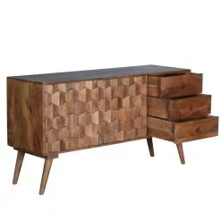 Ero 55 in. Natural Brown Mango Wood 2-Honeycomb Inlaid Doors Sideboard Buffet Cabinet by The Urban Port -The Urban Port Sales natural brown the urban port sideboards buffet tables upt 262391 1f 1000