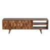 Ero 57 in. Natural Brown Mango Wood 2-Honeycomb Inlaid Doors Media Console TV Cabinet by The Urban Port