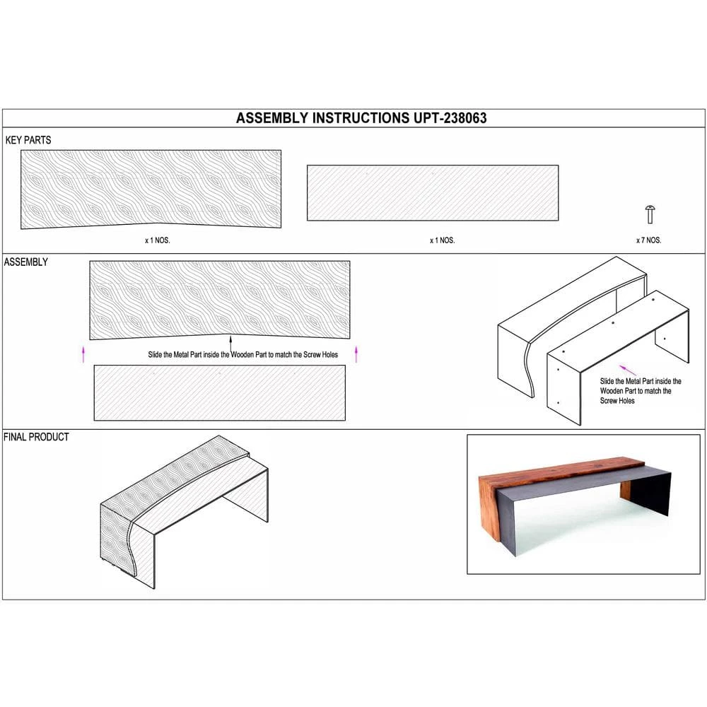 52.8 in. Oak Brown and Black Rectangle Acacia Wood Coffee Table with Horizontal Split Design and Live Edge by The Urban Port 5 52.8 in. Oak Brown and Black Rectangle Acacia Wood Coffee Table with Horizontal Split Design and Live Edge by The Urban Port - Image 5