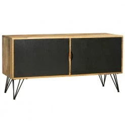 48 in. Oak Brown and Black TV Entertainment Unit with 2-Doors and Wooden Frame Fits TV's up to 48 in. by The Urban Port