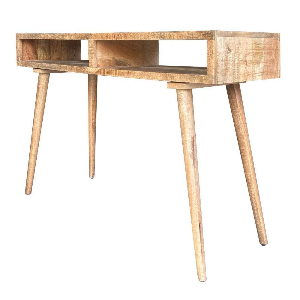 Farmhouse 48 in. x 30 in. Oak Brown Rectangle Solid Wood Console Table with Open Compartment by The Urban Port 2 Farmhouse 48 in. x 30 in. Oak Brown Rectangle Solid Wood Console Table with Open Compartment by The Urban Port - Image 2