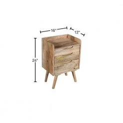 16 in. 3-Drawer Oak Brown Mango Wood Speciality Bedside Table with Grains and Tray Top by The Urban Port -The Urban Port Sales oak brown the urban port end side tables upt 237997 40 1000