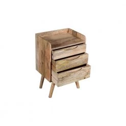 16 in. 3-Drawer Oak Brown Mango Wood Speciality Bedside Table with Grains and Tray Top by The Urban Port -The Urban Port Sales oak brown the urban port end side tables upt 237997 4f 1000