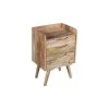 16 in. 3-Drawer Oak Brown Mango Wood Speciality Bedside Table with Grains and Tray Top by The Urban Port
