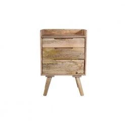 16 in. 3-Drawer Oak Brown Mango Wood Speciality Bedside Table with Grains and Tray Top by The Urban Port -The Urban Port Sales oak brown the urban port end side tables upt 237997 c3 1000