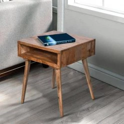 20 Inch W Oak Brown Farmhouse Wooden Square End Table with Open Compartment by The Urban Port -The Urban Port Sales oak brown the urban port end side tables upt 250803 31 1000