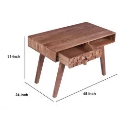 45 in. Rectangular Oak Brown Acacia Wood 1-Drawer Writing Desk by The Urban Port -The Urban Port Sales oak brown the urban port writing desks upt 242833 66 1000