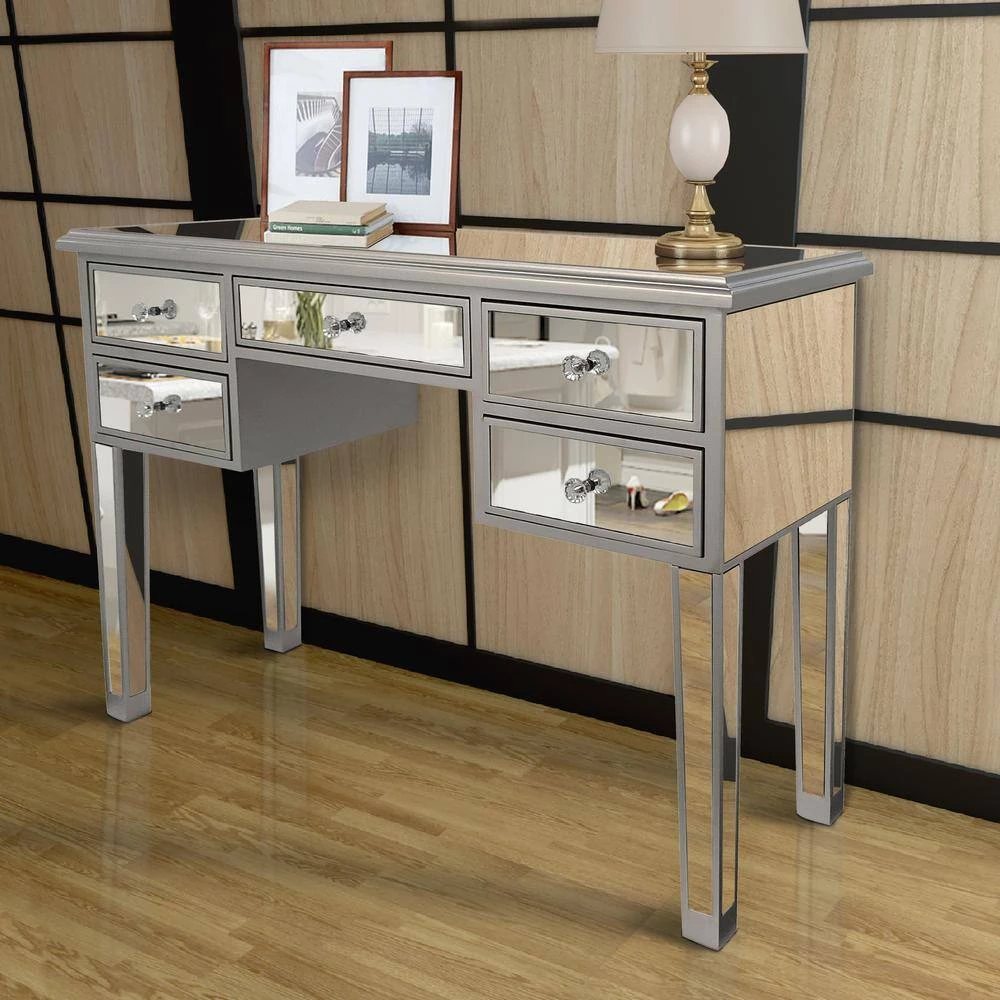 43 in. Gray Standard Rectangle Mirroed Console Table by The Urban Port 10 43 in. Gray Standard Rectangle Mirroed Console Table by The Urban Port - Image 10