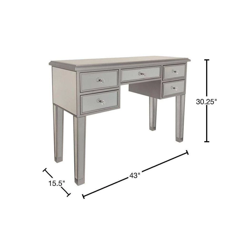 43 in. Gray Standard Rectangle Mirroed Console Table by The Urban Port 3 43 in. Gray Standard Rectangle Mirroed Console Table by The Urban Port - Image 3