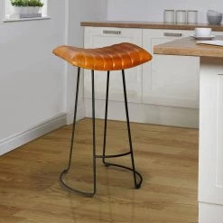 Industrial 30 in. Tan Brown and Black Barstool with Curved Leather Seat and Tubular Frame by The Urban Port -The Urban Port Sales tan brown and black the urban port bar stools upt 263270 31 1000