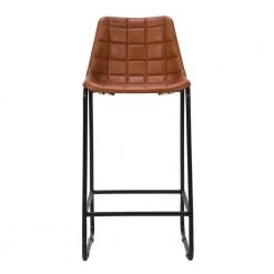 41 in. Tan Brown and Black Metal Frame Bar Stool with Square Tufted Genuine Leather Seat by The Urban Port -The Urban Port Sales tan brown and black the urban port bar stools upt 263781 1f 1000