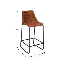 41 in. Tan Brown and Black Metal Frame Bar Stool with Square Tufted Genuine Leather Seat by The Urban Port -The Urban Port Sales tan brown and black the urban port bar stools upt 263781 40 1000