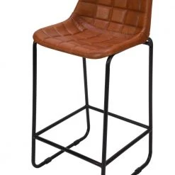 41 in. Tan Brown and Black Metal Frame Bar Stool with Square Tufted Genuine Leather Seat by The Urban Port -The Urban Port Sales tan brown and black the urban port bar stools upt 263781 4f 1000