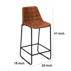 41 in. Tan Brown and Black Metal Frame Bar Stool with Square Tufted Genuine Leather Seat by The Urban Port -The Urban Port Sales tan brown and black the urban port bar stools upt 263781 76 1000