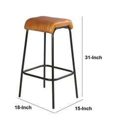 Modern 31 in. Tan Brown and Black Iron Frame Bar Stool with Genuine Leather Seat Channel Stitched by The Urban Port -The Urban Port Sales tan brown and black the urban port bar stools upt 266367 44 1000
