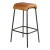 Modern 31 in. Tan Brown and Black Iron Frame Bar Stool with Genuine Leather Seat Channel Stitched by The Urban Port