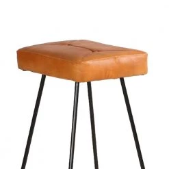 Modern 31.7 in. Tan Brown and Black Metal Frame Backless Bar Stool with Genuine Leather Seat and Button Tufted by The Urban Port -The Urban Port Sales tan brown and black the urban port bar stools upt 266370 4f 1000