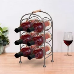 Industrial 6-Bottle Storage Gunmetal Gray Wine Rack Holder with Arched Iron Frame by The Urban Port -The Urban Port Sales the urban port wine racks upt 266372 40 1000