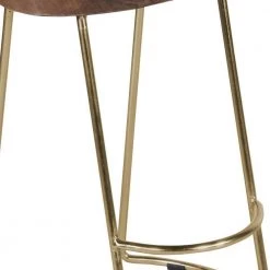 Ela 30 in. Walnut Brown and Gold Backless Metal Frame Bar Stool with Mango Wood Seat (Set of 2) by The Urban Port -The Urban Port Sales walnut brown and gold the urban port bar stools upt 263793 2 4f 1000
