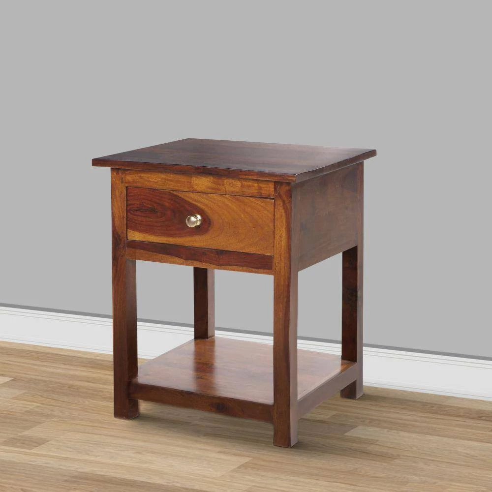 15.3 in. Walnut Brown 1 Drawer Open Shelf Acacia Wood Rectangular End Side Table by The Urban Port 7 15.3 in. Walnut Brown 1 Drawer Open Shelf Acacia Wood Rectangular End Side Table by The Urban Port - Image 7