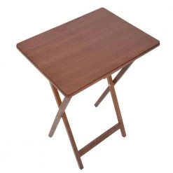 Coi 19 in. Walnut Brown Rectangular Handcrafted Rubberwood TV Tray Side End Table with Folding X Shape Frame by The Urban Port -The Urban Port Sales walnut brown the urban port end side tables upt 266382 1f 1000