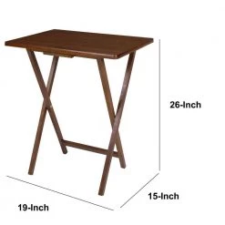 Coi 19 in. Walnut Brown Rectangular Handcrafted Rubberwood TV Tray Side End Table with Folding X Shape Frame by The Urban Port -The Urban Port Sales walnut brown the urban port end side tables upt 266382 44 1000