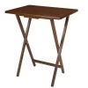 Coi 19 in. Walnut Brown Rectangular Handcrafted Rubberwood TV Tray Side End Table with Folding X Shape Frame by The Urban Port