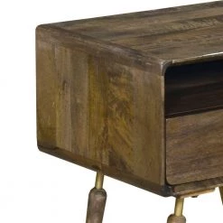 1-Drawer Walnut Brown Traditional Bedside Table with Angled Legs 20.5 in. H x 18.9 in. W x 16.9 in. D by The Urban Port -The Urban Port Sales walnut brown the urban port nightstands upt 242820 1f 1000