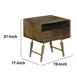 1-Drawer Walnut Brown Traditional Bedside Table with Angled Legs 20.5 in. H x 18.9 in. W x 16.9 in. D by The Urban Port -The Urban Port Sales walnut brown the urban port nightstands upt 242820 76 1000