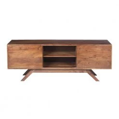 17 in. Walnut and Brown Wood TV Stand Fits TVs Up to 62 in. with Storage Doors by The Urban Port