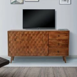 13 in. Walnut Brown Wooden Honeycomb Design TV Console with 3-Drawers and 2-Door by The Urban Port -The Urban Port Sales walnut brown the urban port tv stands upt 242956 31 1000