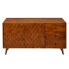 13 in. Walnut Brown Wooden Honeycomb Design TV Console with 3-Drawers and 2-Door by The Urban Port