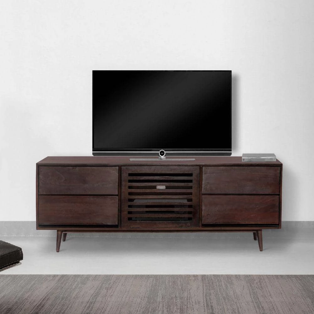 17.7 in. Walnut Brown TV Cabinet with 4 Drawers Fits TV's up to 60 in. and Wooden Frame by The Urban Port 12 17.7 in. Walnut Brown TV Cabinet with 4 Drawers Fits TV's up to 60 in. and Wooden Frame by The Urban Port - Image 12