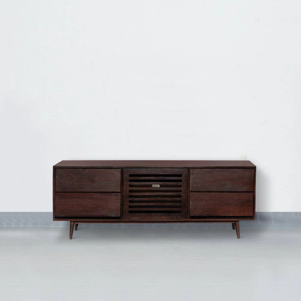 17.7 in. Walnut Brown TV Cabinet with 4 Drawers Fits TV's up to 60 in. and Wooden Frame by The Urban Port 4 17.7 in. Walnut Brown TV Cabinet with 4 Drawers Fits TV's up to 60 in. and Wooden Frame by The Urban Port - Image 4