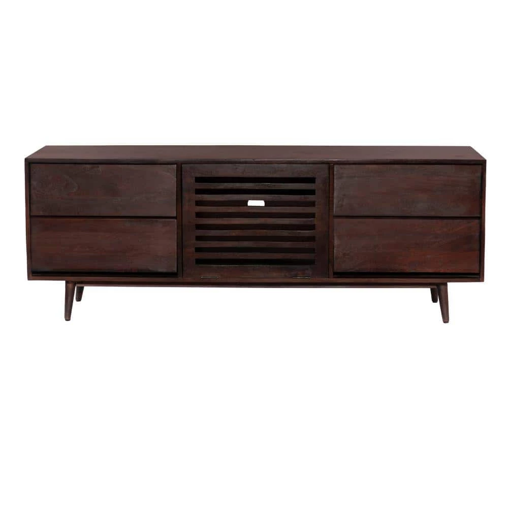 17.7 in. Walnut Brown TV Cabinet with 4 Drawers Fits TV's up to 60 in. and Wooden Frame by The Urban Port 5 17.7 in. Walnut Brown TV Cabinet with 4 Drawers Fits TV's up to 60 in. and Wooden Frame by The Urban Port - Image 5