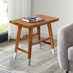 20 in. Warm Brown Rectangular Acacia Wooden Side Table with Angled Legs by The Urban Port -The Urban Port Sales warm brown the urban port end side tables upt 272015 66 1000