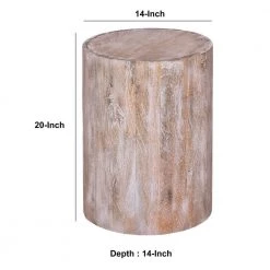 14 in. Washed Brown Round Drum Shaped Rustic Style Mango Wood End Table with Grain Details by The Urban Port -The Urban Port Sales washed brown the urban port end side tables upt 272550 44 1000
