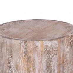 14 in. Washed Brown Round Drum Shaped Rustic Style Mango Wood End Table with Grain Details by The Urban Port -The Urban Port Sales washed brown the urban port end side tables upt 272550 4f 1000