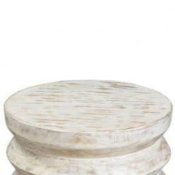 14 in. Washed White Round End Table with Spring Design Wooden Frame and Round Top by The Urban Port -The Urban Port Sales washed white the urban port end side tables upt 263259 4f 1000