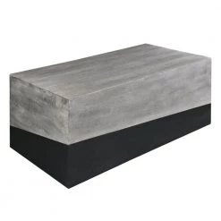45 in. Washed White and Black Rectangular Mango Wood Coffee Table with Iron Base by The Urban Port